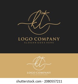 KT Initial letters, handwriting signature logo.