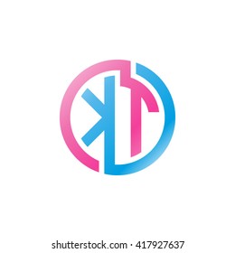 KT initial letters looping linked circle logo blue pink