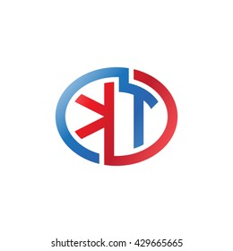 KT initial letters looping linked ellipse logo red blue