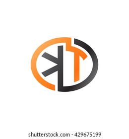 KT initial letters looping linked ellipse logo orange black