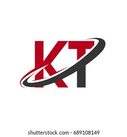 KT initial logo company name colored red and black swoosh design, isolated on white background. vector logo for business and company identity.