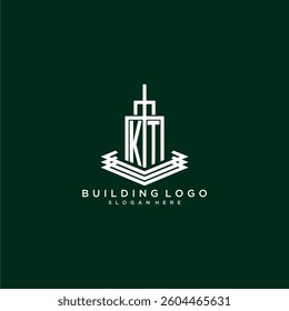 KT initial monogram building logo for real estate
