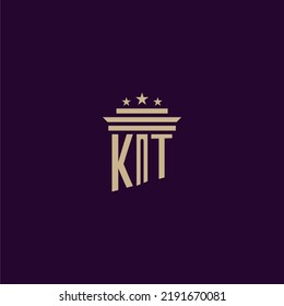 KT initial monogram logo design for lawfirm lawyers with pillar vector image
