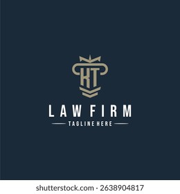 KT initial monogram logo law firm with pillar design