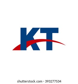 KT initial overlapping swoosh letter logo blue red