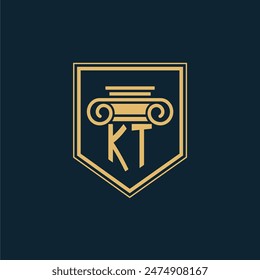 Logo de la firma de abogados de KT Initials con un elemento de derecho creativo
