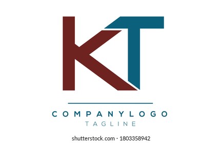 Diseño del logotipo del alfabeto de texto en letra monográfica de las iniciales de KT