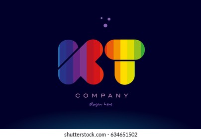 kt k t alphabet letter colorful creative colors text dots creative company logo vector icon design template