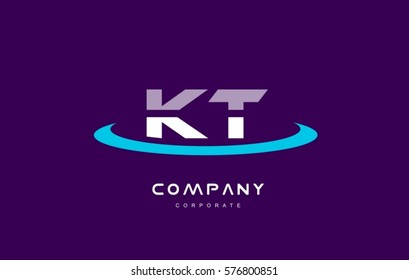 kt k t cyan magenta blue letter combination alphabet vector company logo icon sign design template 