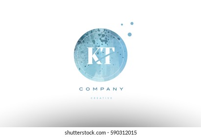 kt k t  watercolor grunge vintage alphabet company letter combination logo circle design vector icon template 