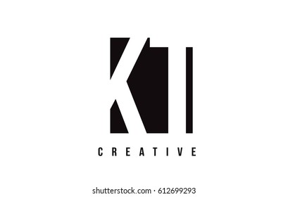 KT K T White Letter Logo Design with Black Square Vector Illustration Template.