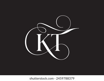 KT latter ligature typography logo design template