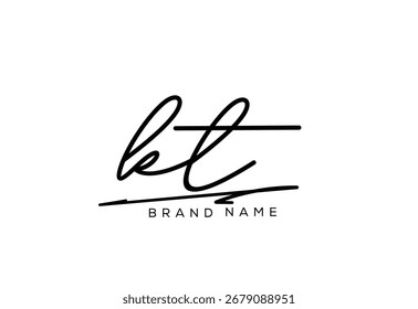 Letra KT elegante cursiva belleza de la escritura a mano logo.
