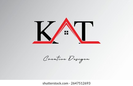 KT Letter House Logo – Creative Real Estate Monogram with Roof Icon and Home Shape for Property, Architecture and Modern Branding
