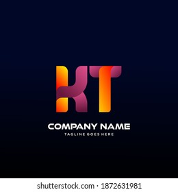 KT Letter initial Logo Vector With colorful, logo for media business