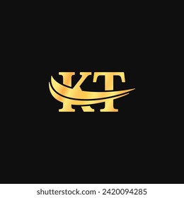 KT letter Logo elegance Symbol, serif typography vector of initial branding business name monogram design