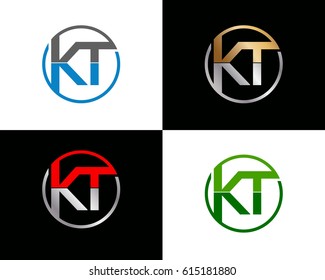 Kt letter vector logo design