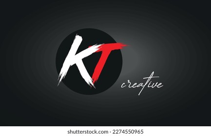 KT Letters Brush Paint Logo icon, Elegant Vector Design