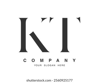 KT logo design. Initial letter k and t serif font style. Creative classic company name typography. Trendy logotype or identity. Vector illustration.