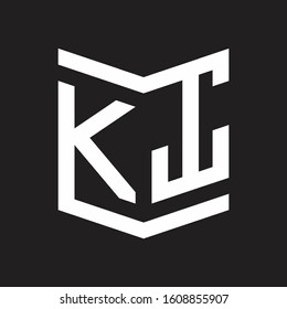 KT Logo Emblem Monogram With Shield Style Design Template Isolated On Black Background