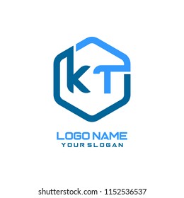 KT logo letter initial, Abstract polygonal Background Logo,