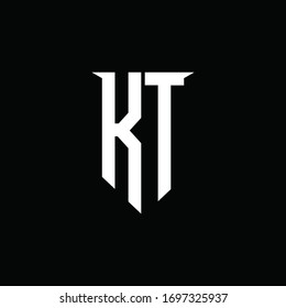 KT logo monogram with emblem shield style design template