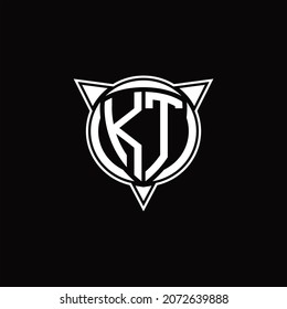 KT Logo monogram isolated with circle shape and three arrow design template