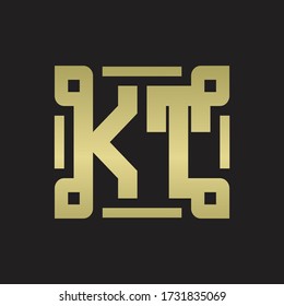 KT Logo monogram with piece line art design template
