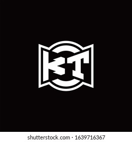 KT logo monogram with ribbon style circle rounded design template