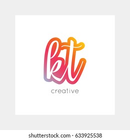 KT logo, vector. Useful as branding, app icon, alphabet combination, clip-art.