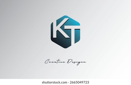 KT Símbolo de Espaço Negativo Abstrato de Forma de Polígono Mínimo para Uso de Marca"