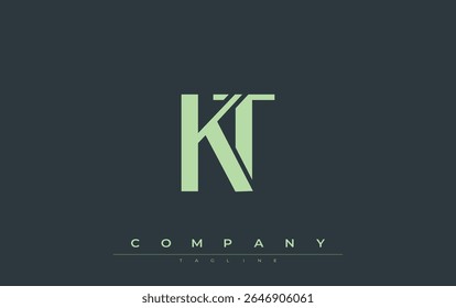 KT Modern Initials Diseño de Logo. Logotipo de marca con iniciales estilizadas que muestran un diseño atrevido y una estética moderna. Ideal para la marca profesional de negocios o proyectos creativos que se centran en minimalista
