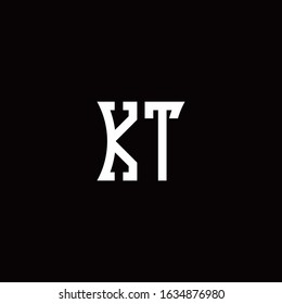 KT monogram logo with curved side style design template