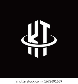 KT monogram logo in a hexagon style and surrounded by a ring