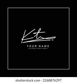 KT Simple Signature Logo - Handwritten Vector Template for K and T Logo