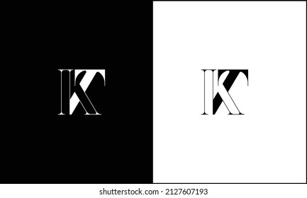 Monograma del logotipo de las letras abstractas de KT, TK