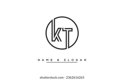 Monograma del logotipo de las letras abstractas de KT, TK