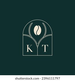 KT Unique and simple logo design combination of letters and coffee bean