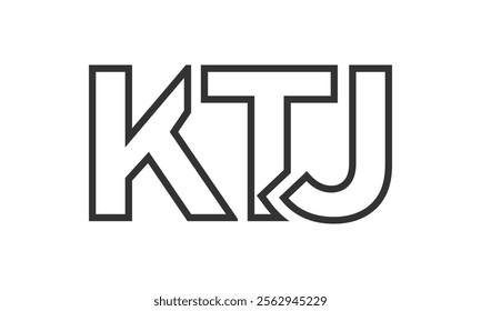 KTJ logo design template with strong and modern bold text. Initial based vector logotype featuring simple and minimal typography. Trendy company identity ideal for businesses brand presence.