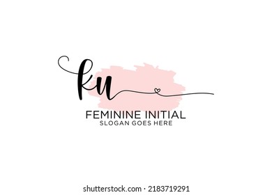 Monograma de belleza KU y elegante logo de diseño de logo para escritura a mano de firma inicial, boda, moda, floral y botánica con plantilla creativa.