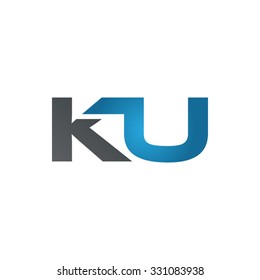 KU company linked letter logo blue