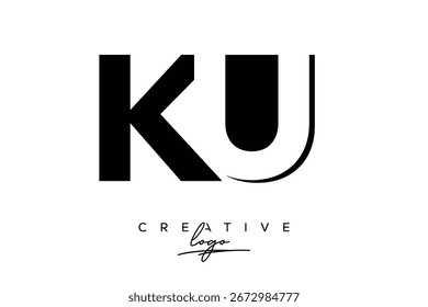 Logotipo creativo minimalista de espacio negativo de KU con monograma moderno para marca y logotipo de marca comercial con letras iniciales Diseño de logotipo para marca.