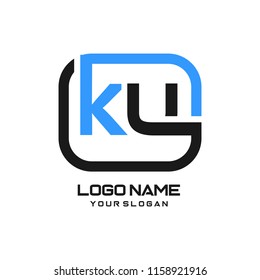 KU initial box letter logo template vector