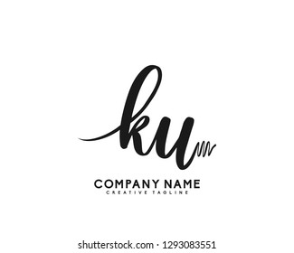 KU Initial Handwriting Logo Template Vector
