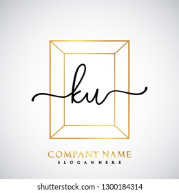 KU Initial Handwriting logo template vector