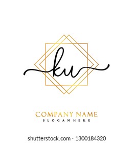 KU Initial Handwriting logo template vector