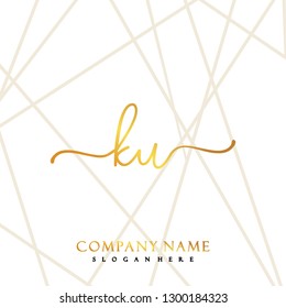 KU Initial Handwriting logo template vector