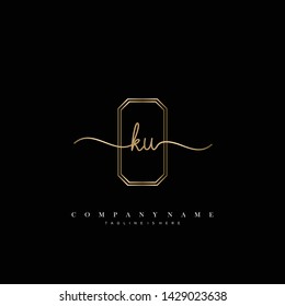 KU initial handwriting logo template vector