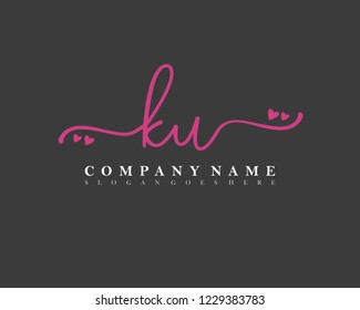 KU Initial handwriting logo vector
