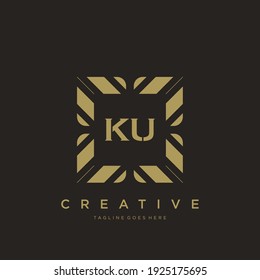 KU Letra inicial ornamento lujoso monólogo de la plantilla vector.